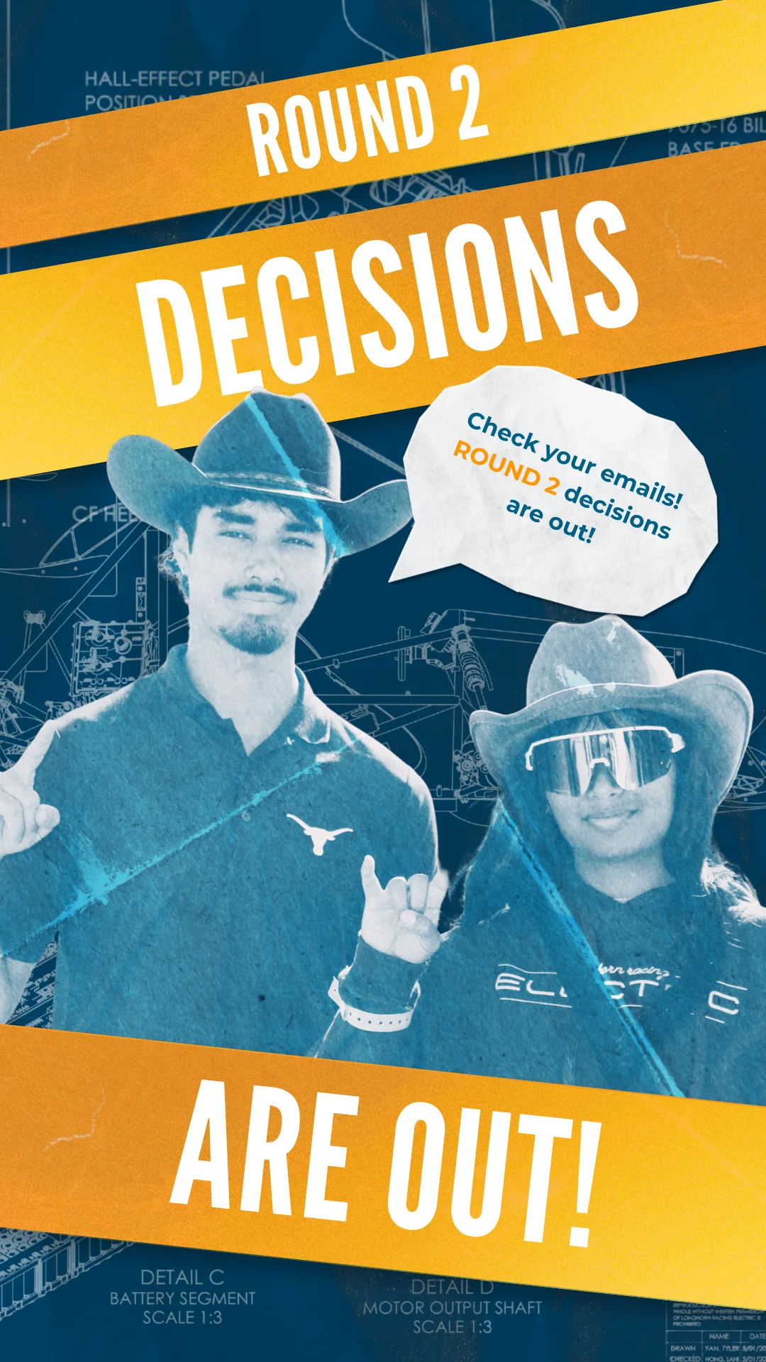 Round 1 decisions story post, variant